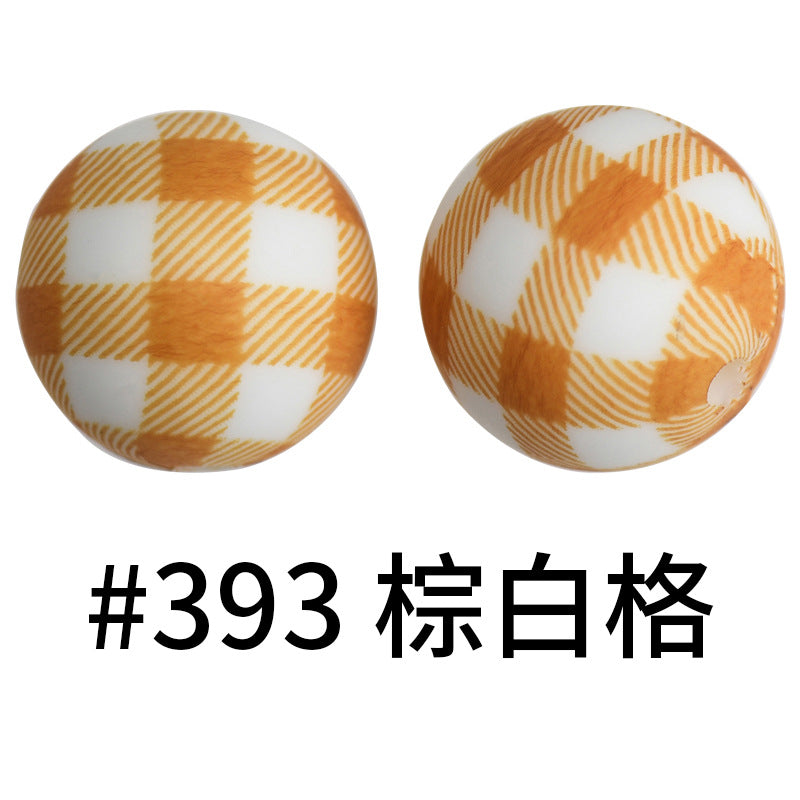 Wholesale 50pcs 16mm Print Silicone Beads Colorful Silicone Water Transfer Beads